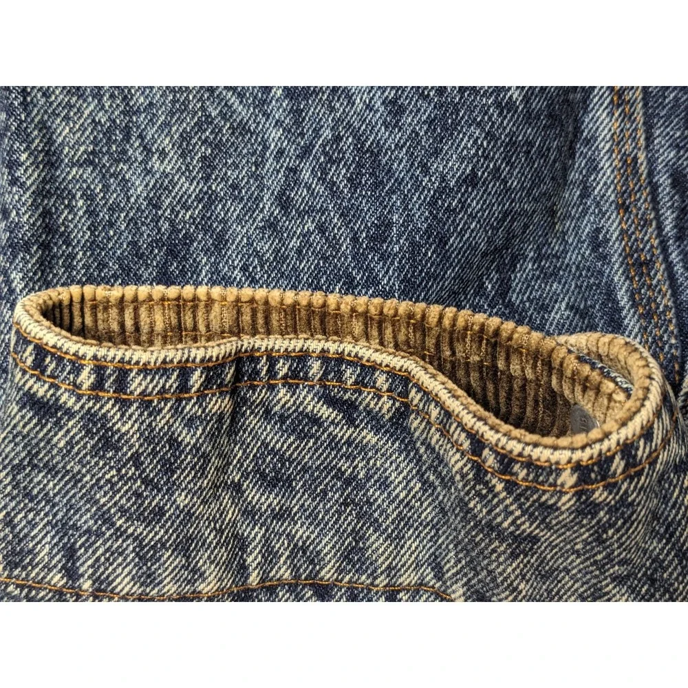 Vintage Levis Acid Wash Denim Trucker Jacket Corduroy Collar USA XL 75073-0227 - Picture 11 of 16
